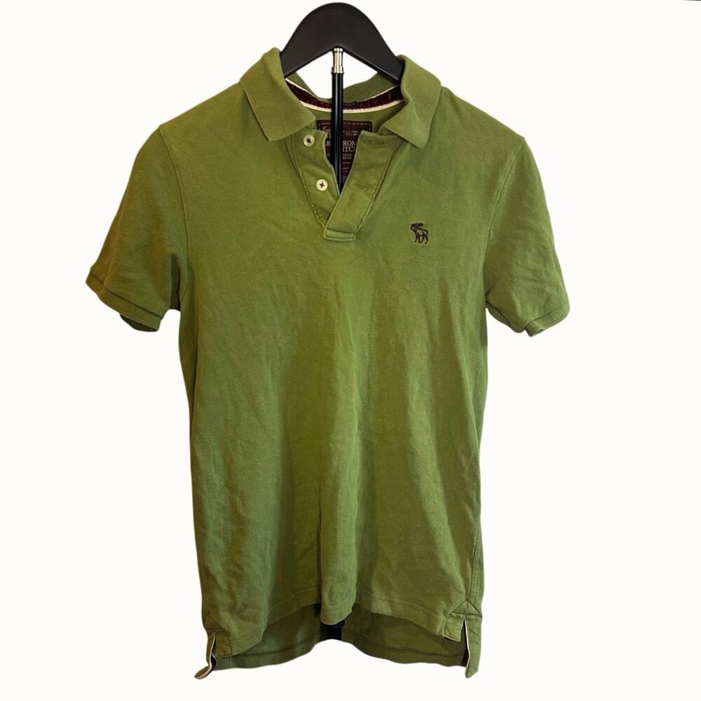 VTG Y2K Abercrombie Fitch Green Cotton Velvet Trim Top Small Preppy Minimalist
